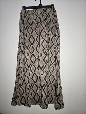 Carole Wren Geometric Diamond Print Maxi Skirt Neutral Brown Black Size M